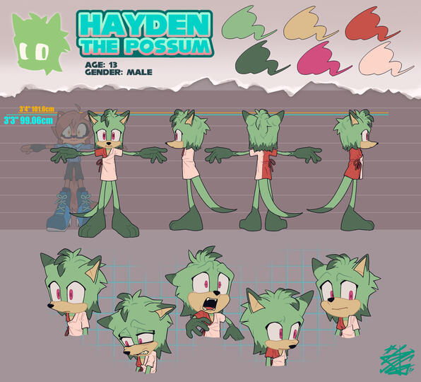 Hayden the Possum (OC) ref sheet | 03/14/2025