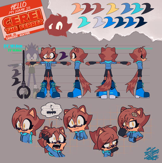 cerei the ferret (OC) ref sheet | 10/01/2024
