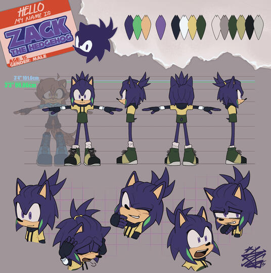 Zack the Hedgehog (OC) ref sheet | 07/25/2024